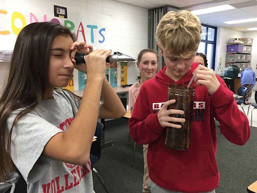 students using a refractometer